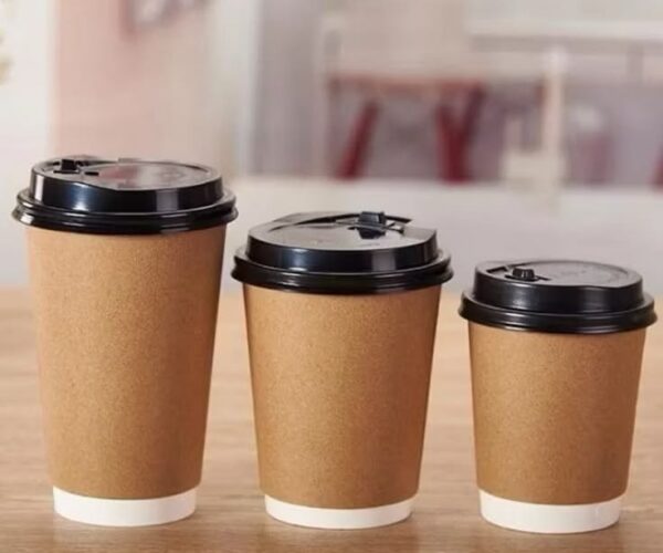 ￼50 Cups Of Paper _ Kraft coffee Paper Cup 240ml…