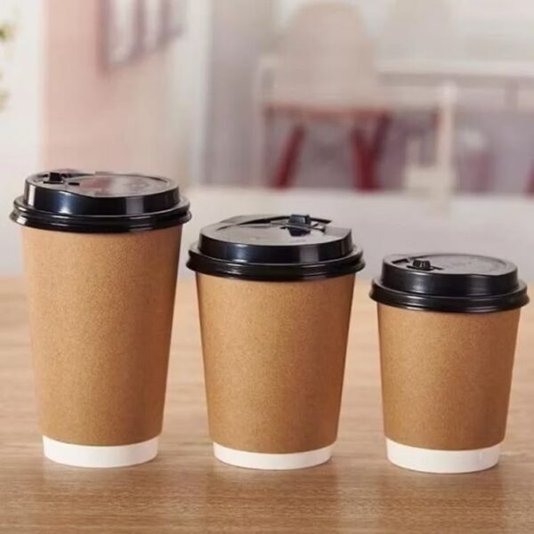 ￼50 Cups Of Paper _ Kraft coffee Paper Cup 240ml…